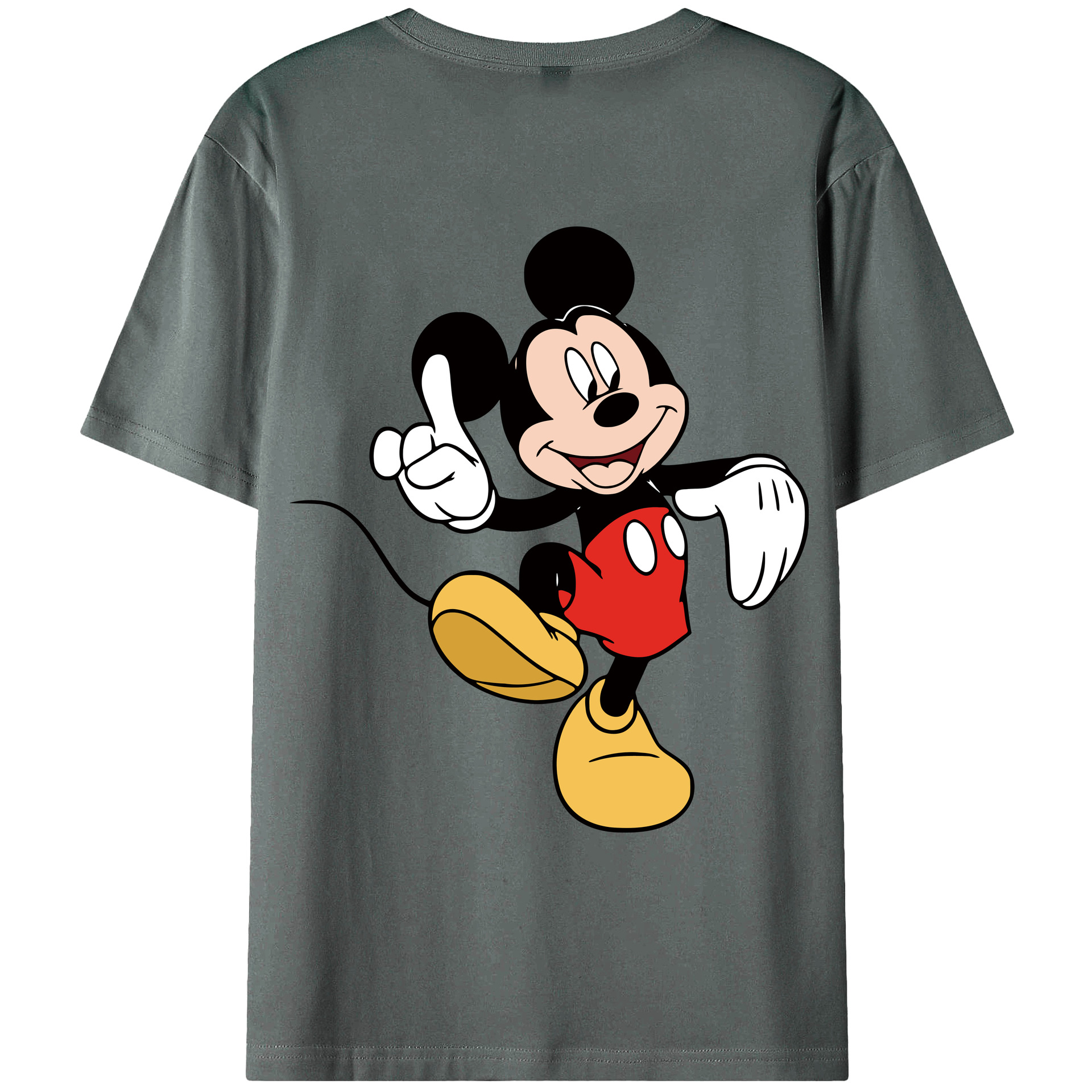 ミッキーマウス Mickey Mouse 綿100％ メンズ半袖Tシャツ（バックプリント） 通気性